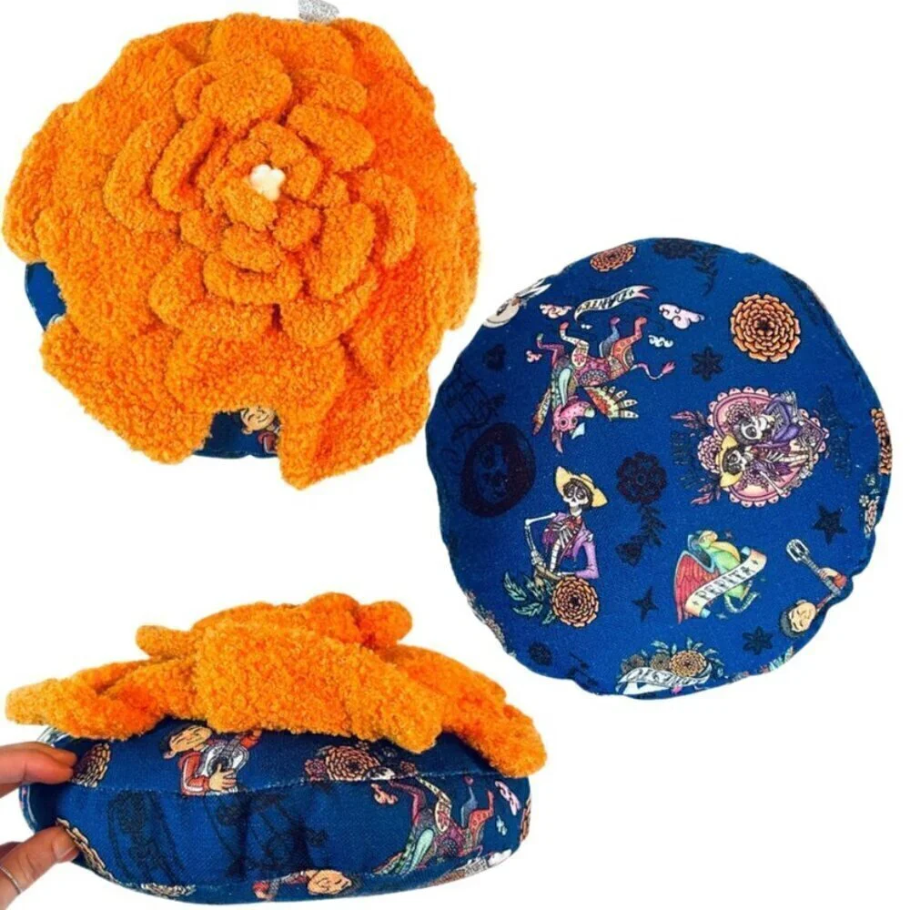 🌼 NWT Disney Parks Pixar COCO Marigold Petals Throw Pillow – Orange & Blue 🌼